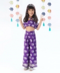 Trunk Tales Girls Purple Crop Top With Pants Co-Ordinate Set
