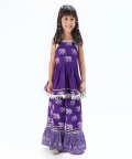 Trunk Tales Girls Purple Kurta With Sharara Set