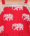 Trunk Tales Girls Red Kurta with Sharara set