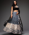 Charcoal Black Embroidred Lehenga With Choli And Dupatta For Women