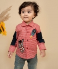 Check With Contrast Block Shirt With Embroide Motifs