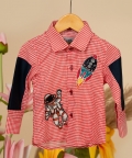 Check With Contrast Block Shirt With Embroide Motifs