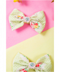 Polka Dot Print Floral Work Bow Hairclips 