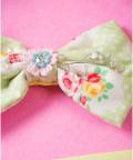 Polka Dot Print Floral Work Bow Hairclips 