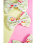 Polka Dot Print Floral Work Bow Hairclips 