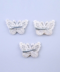 Set Of 3 Beaded Butterfly Hairclips In White, Ivory,And Gold