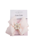 Double large bow clip with pearl and diamante button
