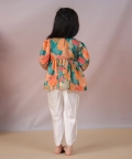 Green Printed Dhoti Set