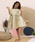 Printed Layered Dress With Embellished Tassels