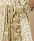 Printed Layered Dress With Embellished Tassels