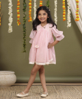 Pink Embroided Dress With Lace Detailing
