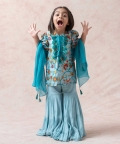 Aqua Island Dupion Silk Kurta With Gharara And Dupatta