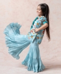 Aqua Island Dupion Silk Kurta With Gharara And Dupatta