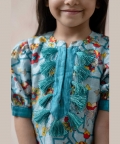 Aqua Island Dupion Silk Kurta With Gharara And Dupatta