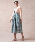 Casal Grey Pink Print Pure Silk Gown With Shrug