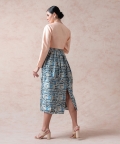Casal Grey Pink Print Pure Silk Gown With Shrug