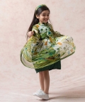 Limed Ash Silk Chiffon Gathered Frock