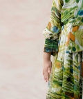 Limed Ash Silk Chiffon Gathered Frock