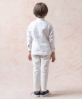 Pure Linen Shirt With Shades Of Blue Panel