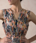 Jungle Print Pleated Gown