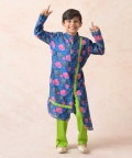 Asymmetrical Hemline Zipper Kurta With Pyjama