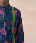 Asymmetrical Hemline Zipper Kurta With Pyjama
