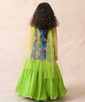 Elephant Motifs With Floral Print Kurti With Green Lehenga