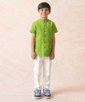 Half Sleeve Printed Shirt With Mandarin Collar
