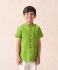 Half Sleeve Printed Shirt With Mandarin Collar