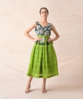 Printed & Striped Box Pleated Dress
