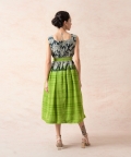 Printed & Striped Box Pleated Dress