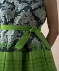 Printed & Striped Box Pleated Dress