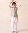 Patola Print Nehru Jacket With Kurta And Pyjama