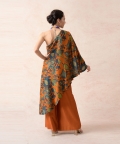 Squash Color Floral Print Tunic With Palazzo Pants