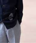 Shirt With Double Button Band Collar And Stripe Linen Pants