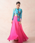 Ayra Chanderi Silk Jacket With Blouse And Ombre Lehenga