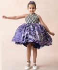 Frock With Abstract Shades Of Purple Silk Skirt 