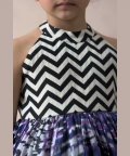 Frock With Abstract Shades Of Purple Silk Skirt 