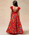 Hand Embroidered Lehenga With Ruffle Blouse And Dupatta