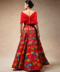 Hand Embroidred Lehenga With Drape Blouse & Feather Dupatta