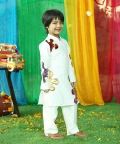 Coloured Leather Splash Kurta Set For Boy