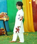 Coloured Leather Splash Kurta Set For Boy