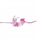 This And That By Vedika Hand Crocheted Cute Hungry Caterpillar Rakhi For Kids-Pink