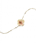 This And That By Vedika Hand Crocheted Cute Flower Rakhi For Kids And Adults-Cream