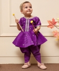 Purple Peplum Dhoti Set