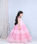 Flair Floor Lrngth Dress Swarovski Work And Handwork Embellished Flower On Shoulder