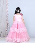Flair Floor Lrngth Dress Swarovski Work And Handwork Embellished Flower On Shoulder