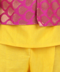 Cotton Dhoti Kurta with Jacket-Yellow