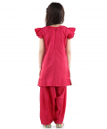 BownBee Silk Booti Jacket Silk Kurti Salwar Suit for Girls-Pink