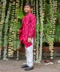 Embroidered Jacket Style Maroon Kurta And Pyjama